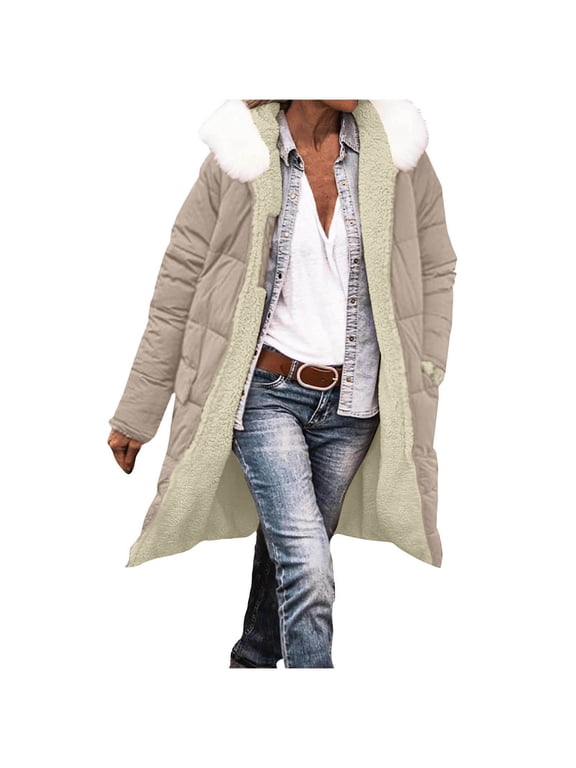 Women's Down Jacket Winter Warm Thicken Long Coat Windproof Puffer Jacket with Fur Hood