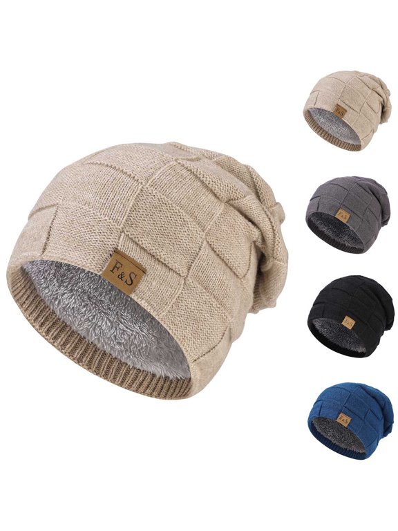Women's Fashion Winter Hat with Earmuffs, Slouch Knit Beanie, Fleece Lined Coldproof Warm Casual Hat for Men and Women, One Size