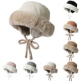 thumbnail image 1 of YABCSAZ Women's Faux Suede Bucket Hat Winter Warm Fleece Lined Ear Flap Hat Casual Drawstring Thickened Faux Suede Warm Hat for Daily Wear, 1 of 3