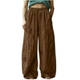 thumbnail image 1 of YABCSAZ Women's Linen Pants Casual Pants Loose Plus Size Boho Pants Solid Color Drawstring Elastic Waist Lounge Long Trousers Soft Comfortable Capri Pants Baggy Wide Leg Pants for Women, 1 of 6