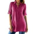 thumbnail image 1 of YABCSAZ Women's Long Sleeve Button Down Shirts Plus Size Solid Color Blouse Tops Lapel Oversized Casual Shirts, Fall Clothes for Women 2025, 1 of 8