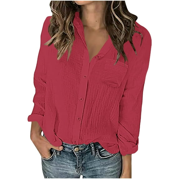 YABCSAZ Women's Long Sleevele Oversized Button Down T Shirts Cotton Linen Plus Size Loose Fit Casual Blouse Tops with Pockets