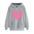 thumbnail image 1 of YABCSAZ Women's Oversized Hoodies Long Sleeves Graphic Fleece Sweatshirts Casual Loose fit Winter Warm Basic Hooded Crewneck Pullover Sweatshirt Tops with Pockets, 1 of 5