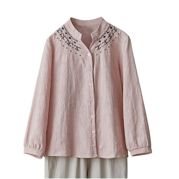 YABCSAZ Women's Oversized Shirts Solid Color Jacquard Button Down Casual Long Sleeve Plus Size Mid-Length Blouses Tops Lightweight Loose Tunic Shirts