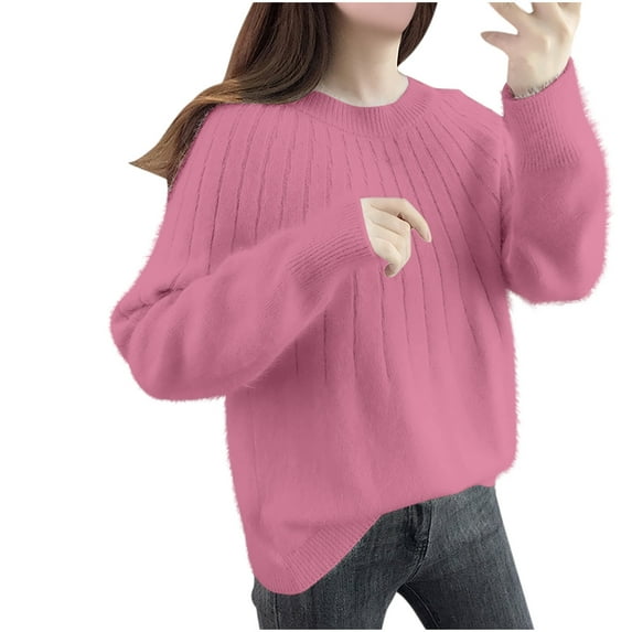 YABCSAZ Women's Oversized Sweaters Long Sleeve Fuzzy Chunky Warm Knit Pullover Sweater Crewneck Casual Loose Top Shirts Tunic Fall Sweaters for Women 2025 Christmas Gifts