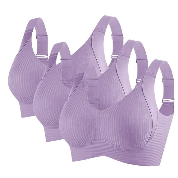 YABCSAZ Women's Sports Bras Padded Seamless Plus Size Adjustable Straps Bralettes Everyday Sleeping Underwire for Workout Yoga Running Gym 3Pack