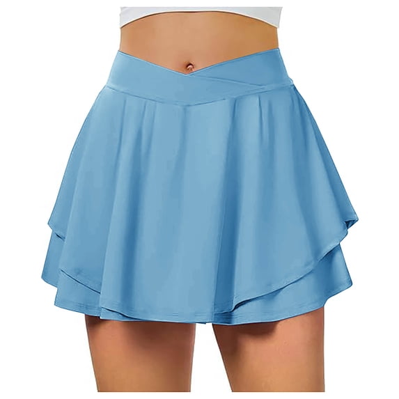 YABCSAZ Women's Tennis Golf Skirts High Waisted Athletic Skorts Summer Casual Yoga Skirts Solid Color High-Waisted Double-Layer Shorts Y2K Summer Workout Outfits for Running Pickleball