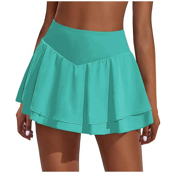 YABCSAZ Women's Tennis Golf Skirts High Waisted Athletic Skorts Summer Casual Yoga Skirts Solid Color High-Waisted Double-Layer Shorts Y2K Summer Workout Outfits for Running Pickleball