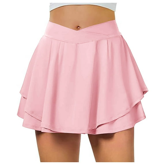 YABCSAZ Women's Tennis Golf Skirts High Waisted Athletic Skorts Summer Casual Yoga Skirts Solid Color High-Waisted Double-Layer Shorts Y2K Summer Workout Outfits for Running Pickleball