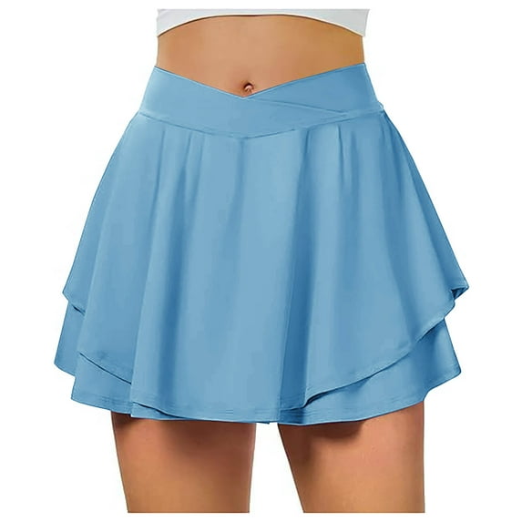 YABCSAZ Women's Tennis Golf Skirts High Waisted Athletic Skorts Summer Casual Yoga Skirts Solid Color High-Waisted Double-Layer Shorts Y2K Summer Workout Outfits for Running Pickleball