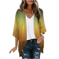 thumbnail image 1 of YABCSAZ Women's Tops 3/4 Sleeve Lightweight Gradient Color Cardigan Casual Loose Fit Open-Front Plus Size Coat for Beach Outwear, 1 of 4