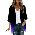 thumbnail image 1 of YABCSAZ Women's Tops 3/4 Sleeve Lightweight Gradient Color Cardigan Casual Loose Fit Open-Front Plus Size Coat for Beach Outwear, 1 of 4