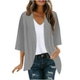 thumbnail image 1 of YABCSAZ Women's Tops 3/4 Sleeve Lightweight Solid Color Cardigan Casual Loose Fit Open-Front Plus Size Coat for Beach Outwear, 1 of 6