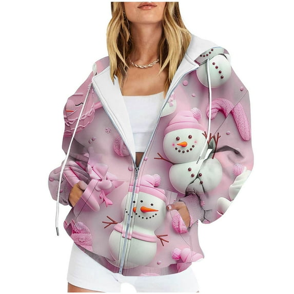 YABCSAZ Women's Ugly Christmas Sweaters Christmas Tree Snowflakes Reindeer Santa Claus Oversize Sweatshirt Fleece Zipper T Shirts Casual Loose Warm Pullover Tops T Shirts for Xmas Party