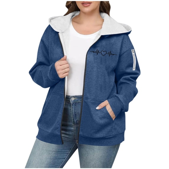 YABCSAZ Women's Winter Warm Fleece Jacket Full Zip Sherpa Lined Hoodie Heavyweight Casual Sweatshirt Coat
