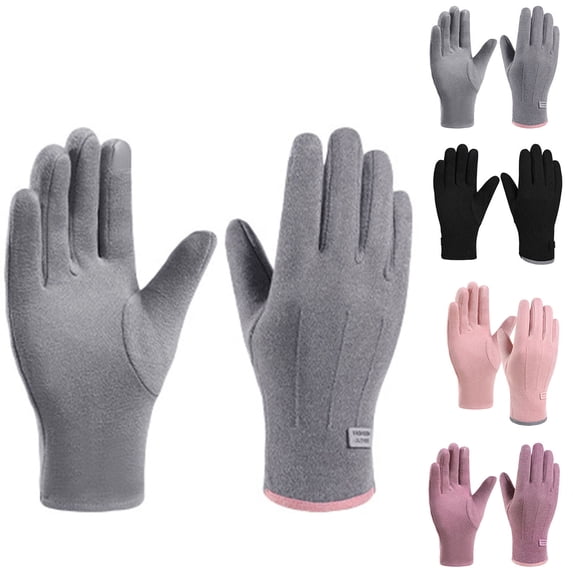 YABCSAZ Women's Winter Warm Gloves, Warm Fleece Windproof Cold Weather Gloves, Winter Thermal Gloves, Outdoor Casual Finger Gloves Women One Size, Purple