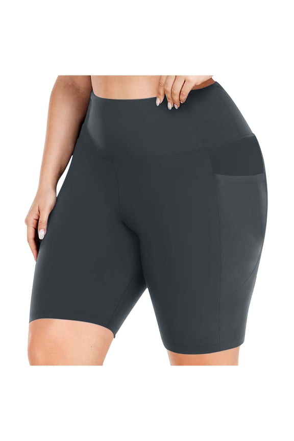 Women's Yoga Shorts High Waist Tummy Control Fitness Shorts Casual Outerwear Quick Drying Solid Color Dolphin Running Shorts Gym Workout Athletic Shorts with Pockets