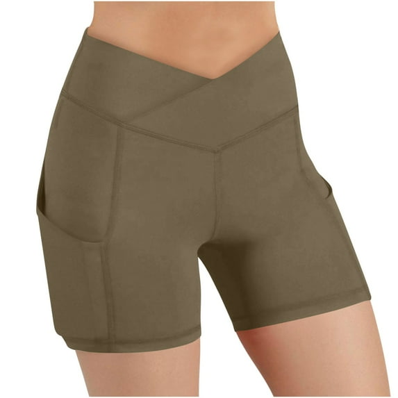 YABCSAZ Women's Yoga Shorts with Pockets, Compression Workout Shorts Athletic Shorts Underpants Soft Csual Short Leggings Hiking Running Gym Shorts Plus Size Biker Shorts for Women