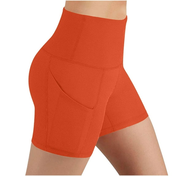YABCSAZ Women's Yoga Shorts with Pockets, Compression Workout Shorts Athletic Shorts Underpants Soft Csual Short Leggings Hiking Running Gym Shorts Plus Size Biker Shorts for Women