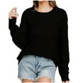 thumbnail image 1 of YABCSAZ Womens Casual Sweaters Crewneck Long Sleeve Solid Color Sweaters Fuzzy Knit Shirts Oversized Chunky Warm Loose Fit Soft Sweaters 2024 Fall Pullover Top Trendy Outfits, 1 of 7