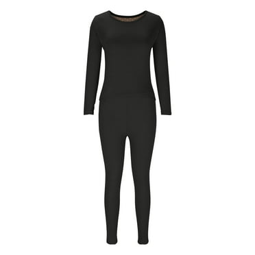 YABCSAZ Womens Fleece Lined Thermal Long Sleeve Shirt and Leggings - Two Piece Outfits Top and Bottom Base Layer Lounge Sets for Women