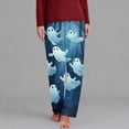 thumbnail image 1 of YABCSAZ Womens Halloween Pajama Pants Cute Ghost Print Soft Fleece Elastic Waist Straight Leg Cozy Sleep Bottoms Fall Winter Warm Indoor Loungewear with Pockets, 1 of 5