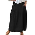 thumbnail image 1 of YABCSAZ Womens Skirts High Waist Elastic Waist Maxi Skirts Casual Loose Fit Solid Color Cargo Skirt with Pockets, 1 of 5
