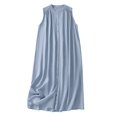 thumbnail image 1 of YABCSAZ Womens Summer Dresses Cotton Linen Sleeveless Dress Button Round Neck Solid Color Midi Dress Casual Loose Fit Oversize Dress Summer Dresses for Women 2024, 1 of 8