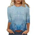 thumbnail image 1 of YABCSAZ Womens Summer Tops 3/4 Seleeve Round Neck Print T Shirts Soft Casual Loose Fit Button Pullover T Shirts Oversized Shirts Basic Tee 2024 Clothes Basic Going Out Tops, 1 of 4