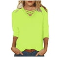 thumbnail image 1 of YABCSAZ Womens Tops 3/4 Sleeves V Neck Solid Color T Shirts Casual Loose Fit Pullover Tunic Tops Fall Trendy Casual Tee Shirts Womens Summer Tops Summer Saving Clearance!, 1 of 5