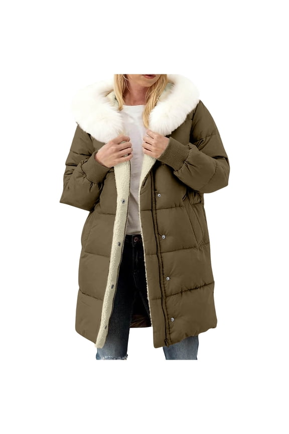 Womens Winter Coats Jackets for Women Insulated Quilted Puffer Jacket Womens Faux Sherpa Hood S-3XL