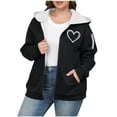thumbnail image 1 of YABCSAZ Womens Winter Sherpa Lined Hoodies Casual Zip Up Oversized Fleece Jacket Y2K Hoodie Jacket Warm Coats Pockets, 1 of 5