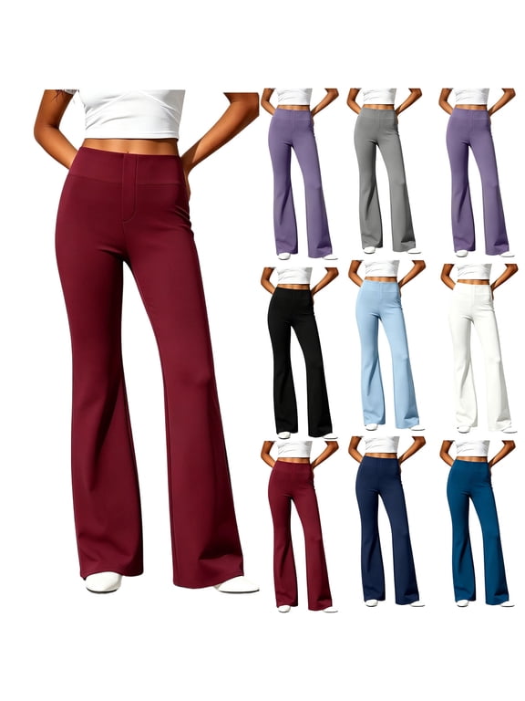 Yoga Pants for Women, Flare Leggings Crossover High Waisted Bootcut Yoga Pants Buttery Soft Stretchy Seamless Leggings Tummy Control Workout Yoga Pants for Gym Workout, Athletic Running