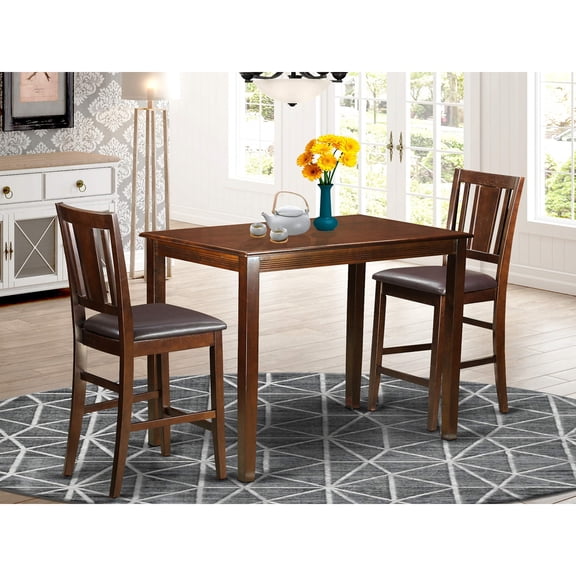 YABU3-MAH-LC 3 PC Dining counter height set - Table and 2 bar stools.