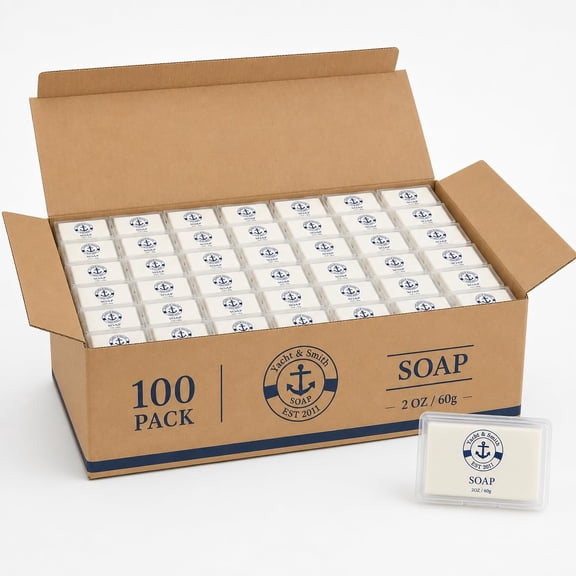 YACHT & SMITH 100 Pack Bulk Bar Soap with Travel Case, 2 oz Travel Soap Bars, Wholesale Hotel Toiletries for Airbnb Hosts & Hospitality Supplies