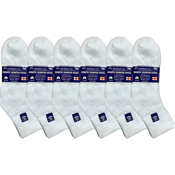 YACHT & SMITH 12 Pairs of Mens King Size Diabetic Ankle Athletic Socks, 13-16 (White)