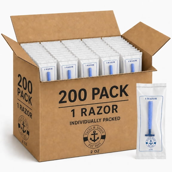 YACHT & SMITH 200 Pack Disposable Double Blade Razors, Individually Wrapped Bulk Razors, Wholesale Shaving Supplies