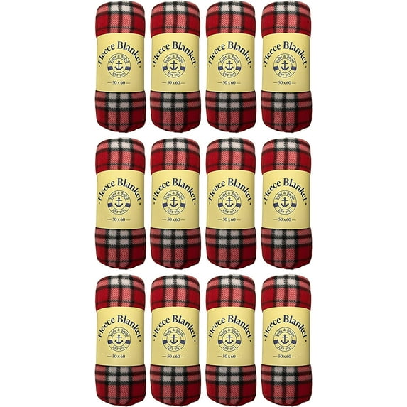 YACHT & SMITH Soft Fleece Blankets 50 X 60, Lightweight, Cozy Warm Throws Dark Colorful Blanket Sofa Travel Outdoor, Wholesale