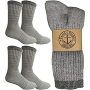 YACHT & SMITH TERRY-LINED MERINO WOOL SOCKS MEN'S 4 PAIR PACK OF MERINO WOOL SOCKS CREW LENGTH