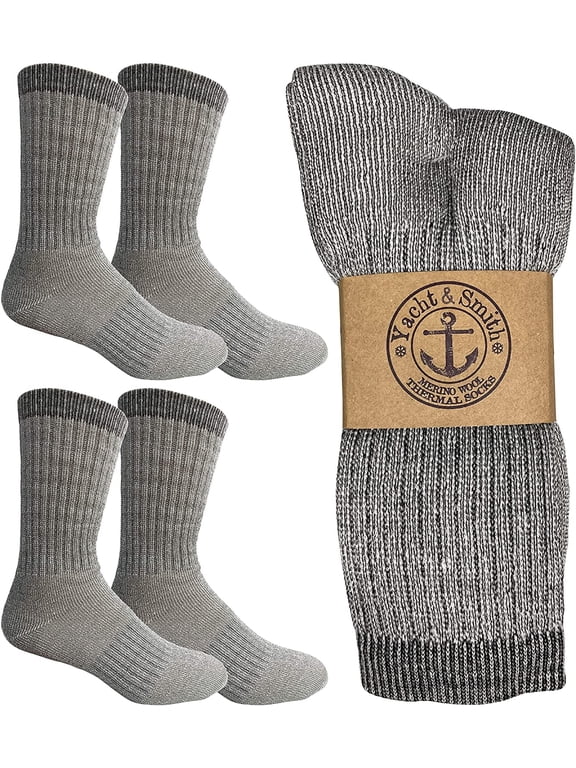 TERRY-LINED MERINO WOOL SOCKS MEN'S 4 PAIR PACK OF MERINO WOOL SOCKS CREW LENGTH