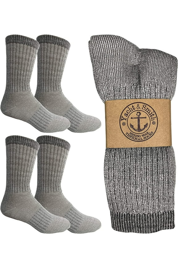 TERRY-LINED MERINO WOOL SOCKS MEN'S 4 PAIR PACK OF MERINO WOOL SOCKS CREW LENGTH