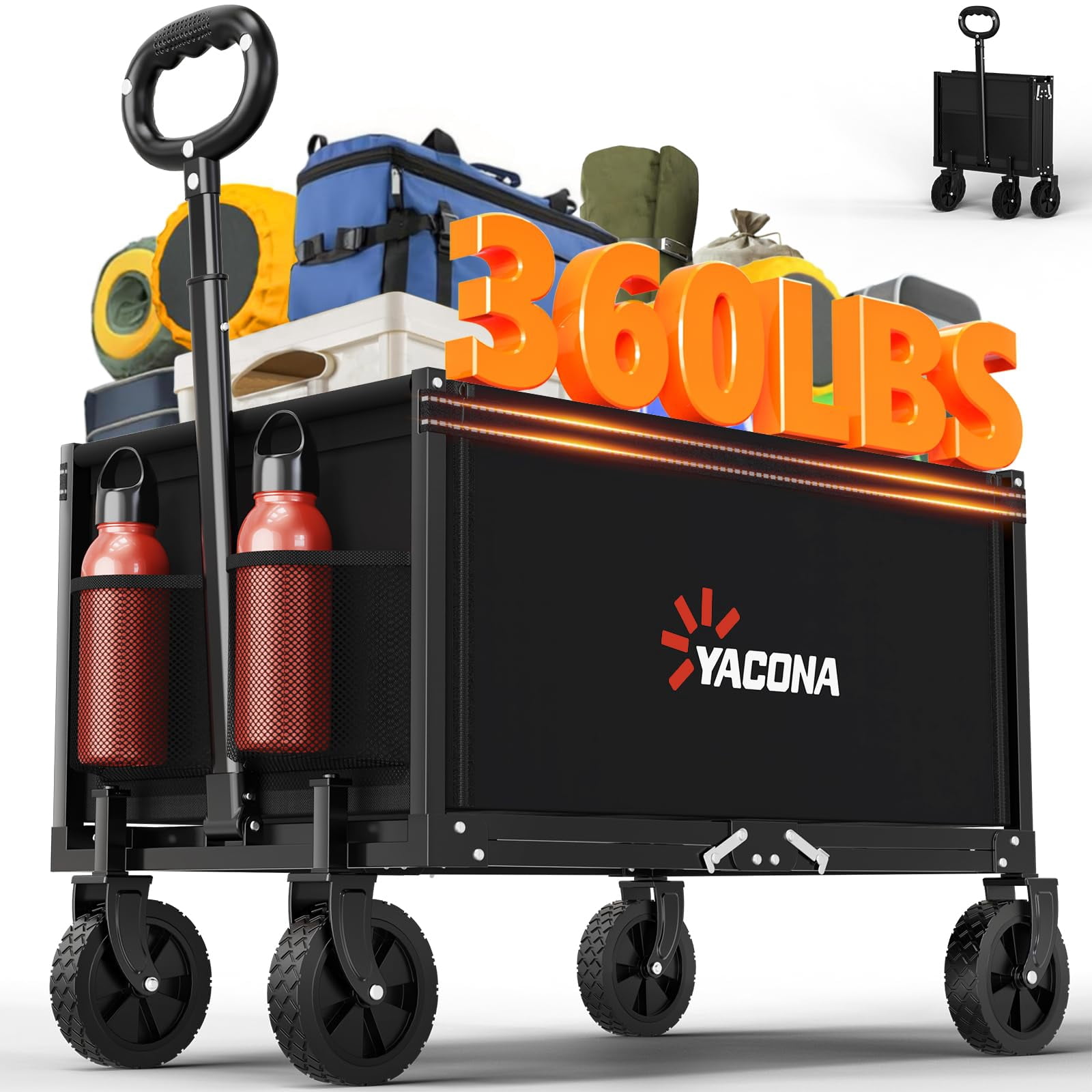 Yacona Wagons Carts Foldable, 3 in 1 Heavy Duty Utility Cart with