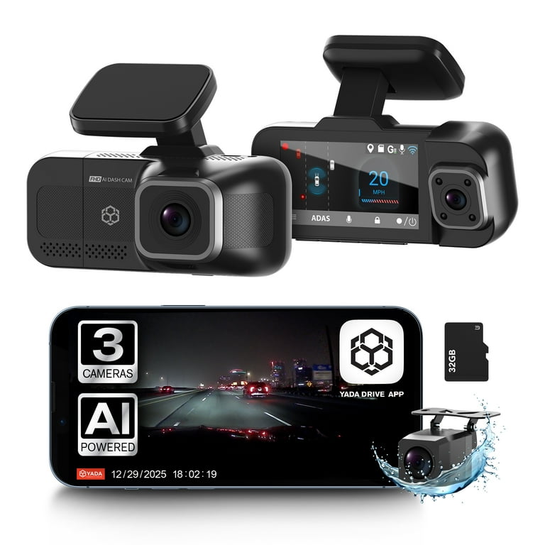 YADA Roadcam AI 3-Channel Dash Cam with AI-Powered Driver