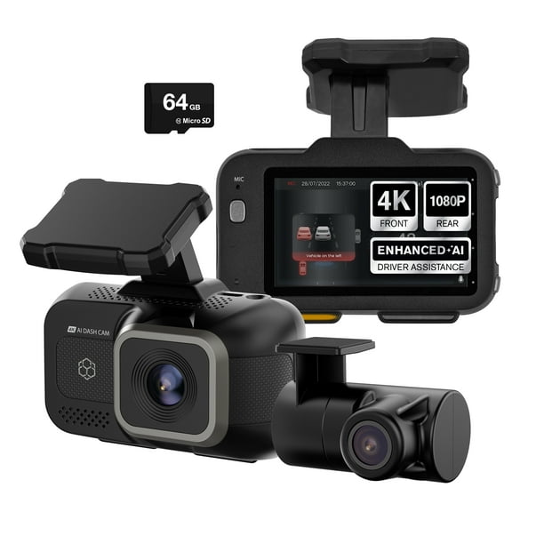 YADA Roadcam AI PLUS, AI-Powered 4K Dash Cam with 1080p Rear Cam
