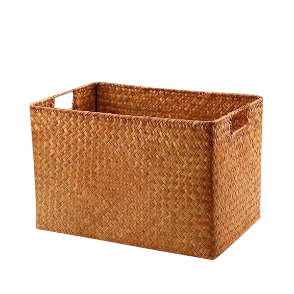 YAFABROO Large Woven Seagrass Storage Storage Chests & Boxes, Natural Wicker Organizer Bin for Books, Toys, Clothes Storage Basket