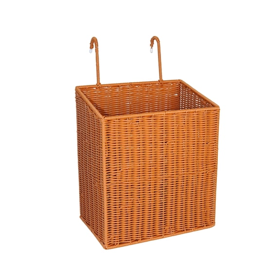 YAFABROO No-Drill Wall Mounted Plastic Wicker Storage Basket, Hanging Organizer for Bathroom Vanity, Kitchen Counter