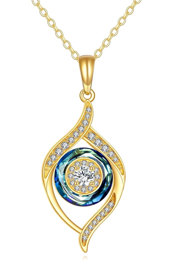 10K Solid Gold Evil Eye Necklace Evil Eye Pendant Blue Eyes Luck Amulet Ojo Turco Jewelry Gift for Women