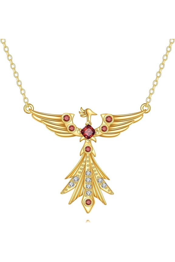 14K Gold Phoenix Pendant Necklace Bird of New Beginnings Nirvana Rebirth Jewelry Gifts for Women