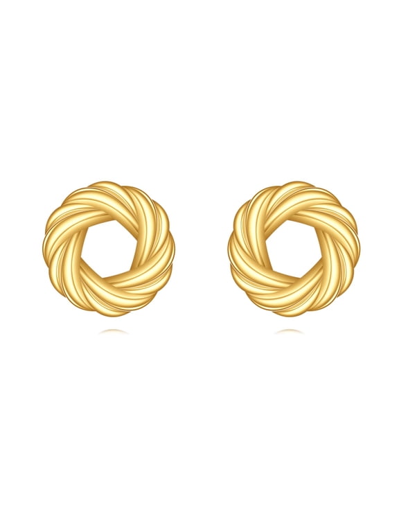 14K Solid Gold Knot Earrings for Women Real Yellow Gold Love Knot Stud Earrings Elegant Jewelry Birthday Gifts for Wife Mom
