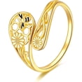 thumbnail image 1 of YAFEINI 14k Gold Bee Adjuatable Spoon Ring Open Ring Honeycomb Jewelry Gifts for Women Her (Bee), 1 of 6
